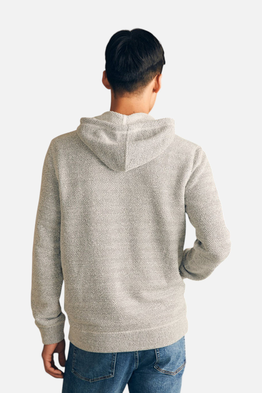 Faherty Whitewater Full Zip Hoodie in Grey Shell Loop – flat lay