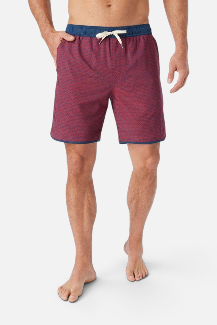 Fair Harbor Anchor 8" Short in Nautical Red Wavy Geo – back view