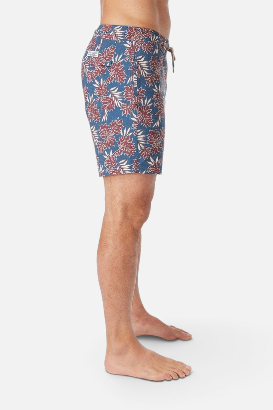 Fair Harbor Bayberry Swim Trunks in Navy Crimson Leaves – detail