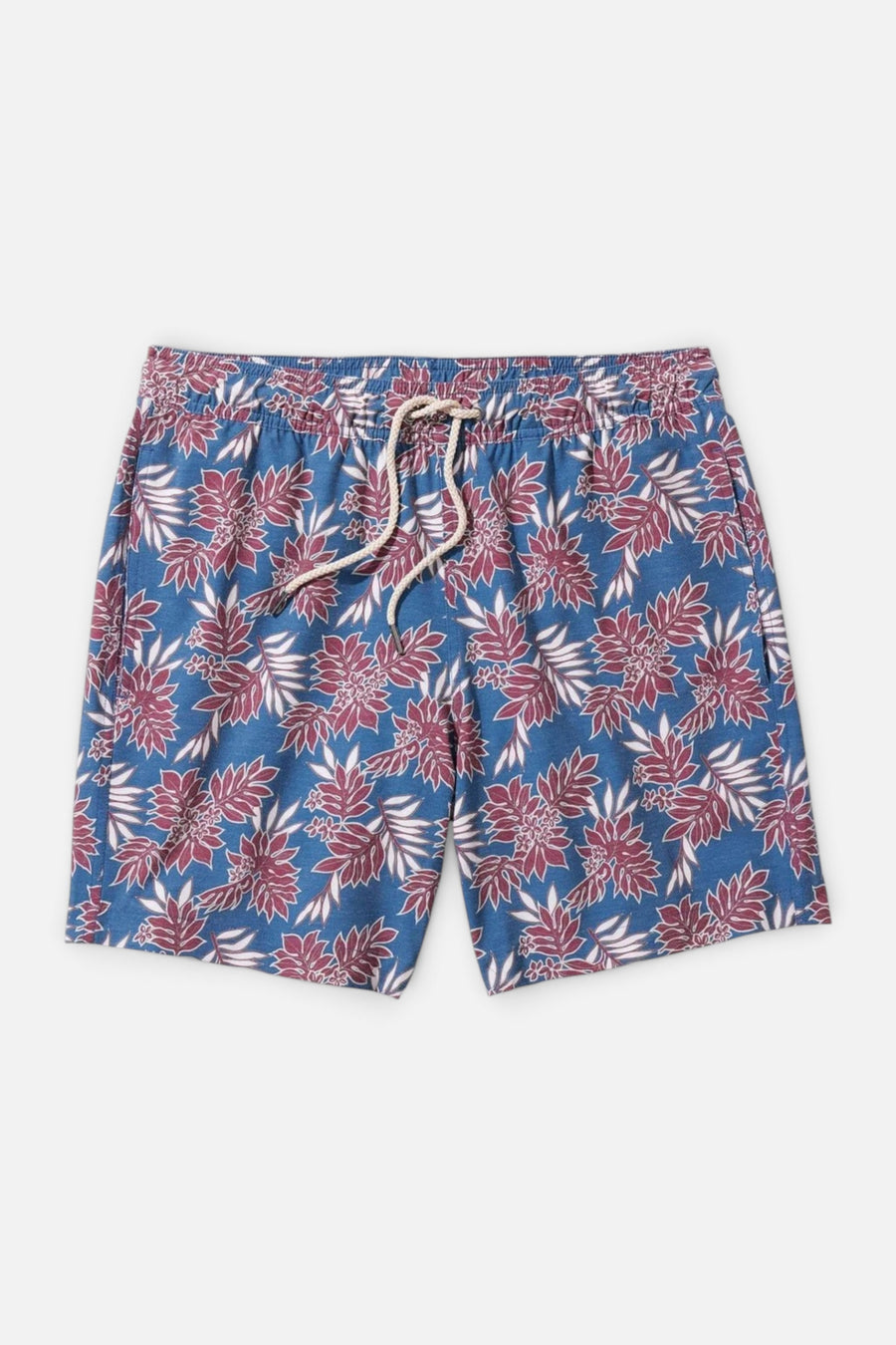 Fair Harbor Bayberry Swim Trunks in Navy Crimson Leaves – front view
