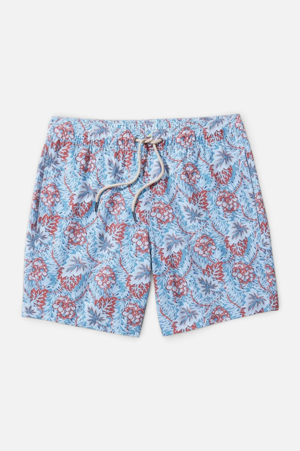 Fair Harbor Bayberry Swim Trunks in Sky Blue Beach Forest