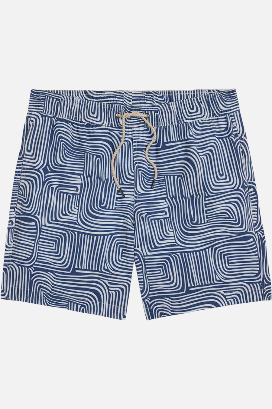 Fair Harbor Bayberry Trunk in Navy Wavy Sands – flat lay