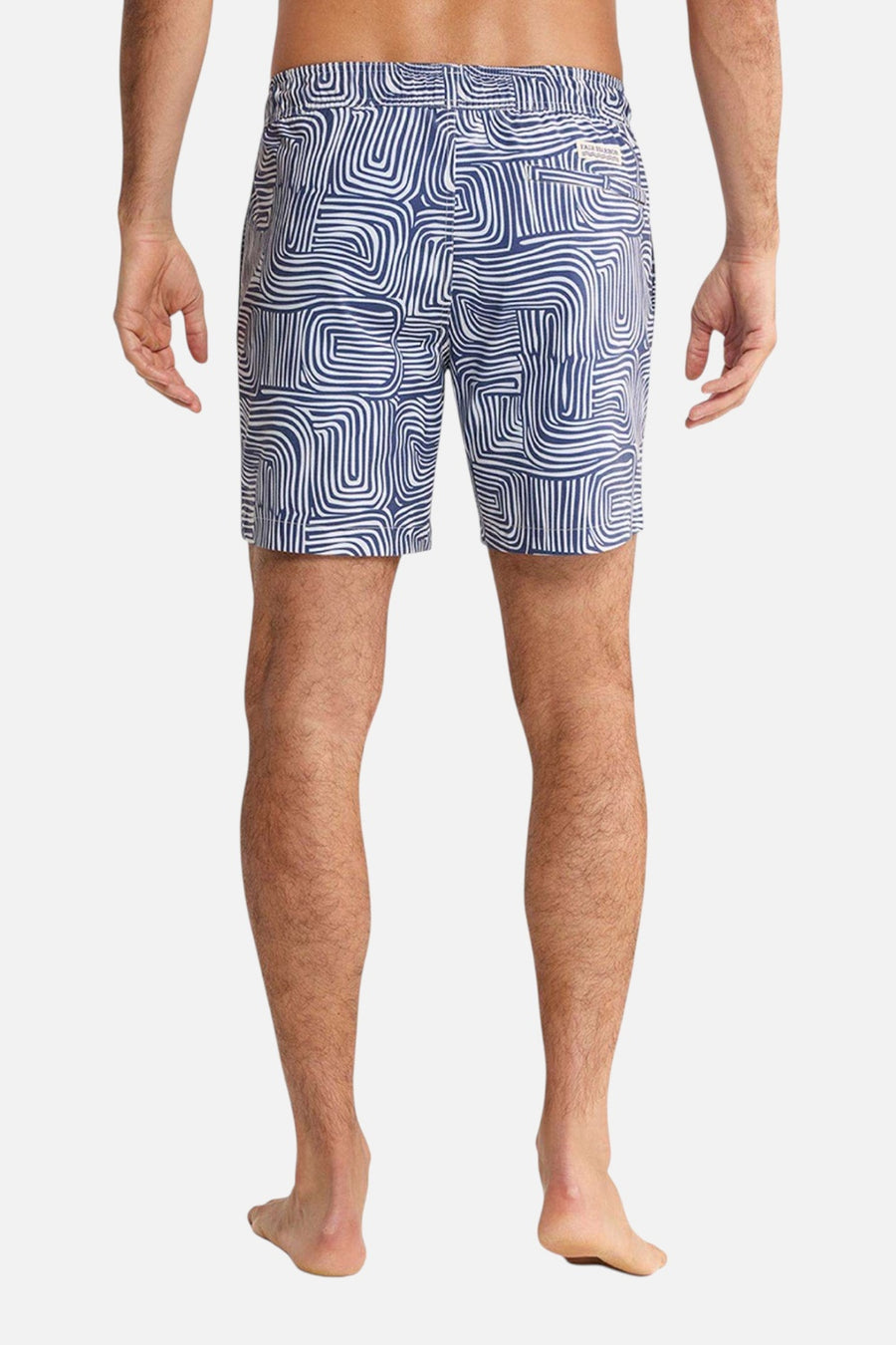 Fair Harbor Bayberry Trunk in Navy Wavy Sands – on model