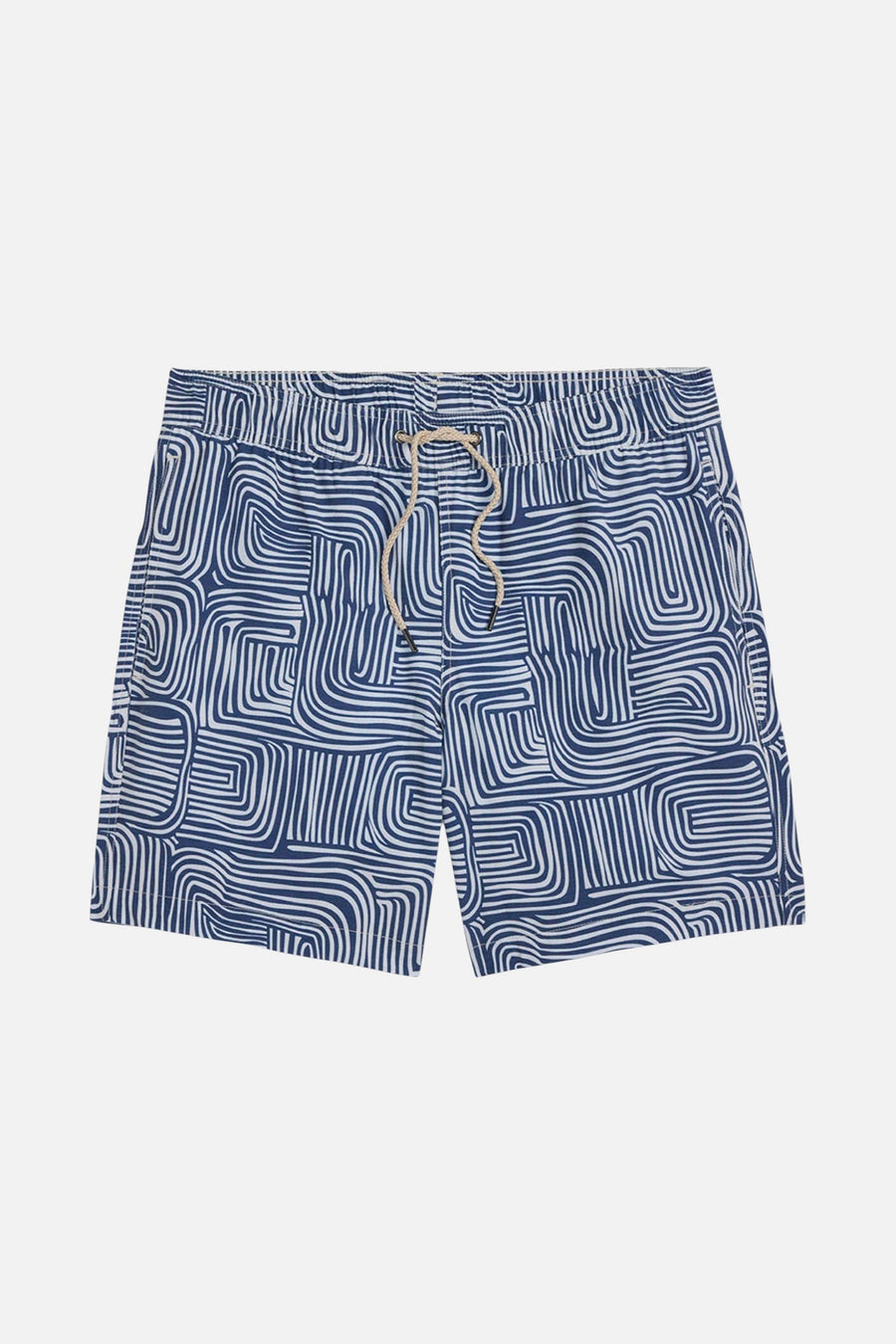 Fair Harbor Bayberry Trunk in Navy Wavy Sands – flat lay