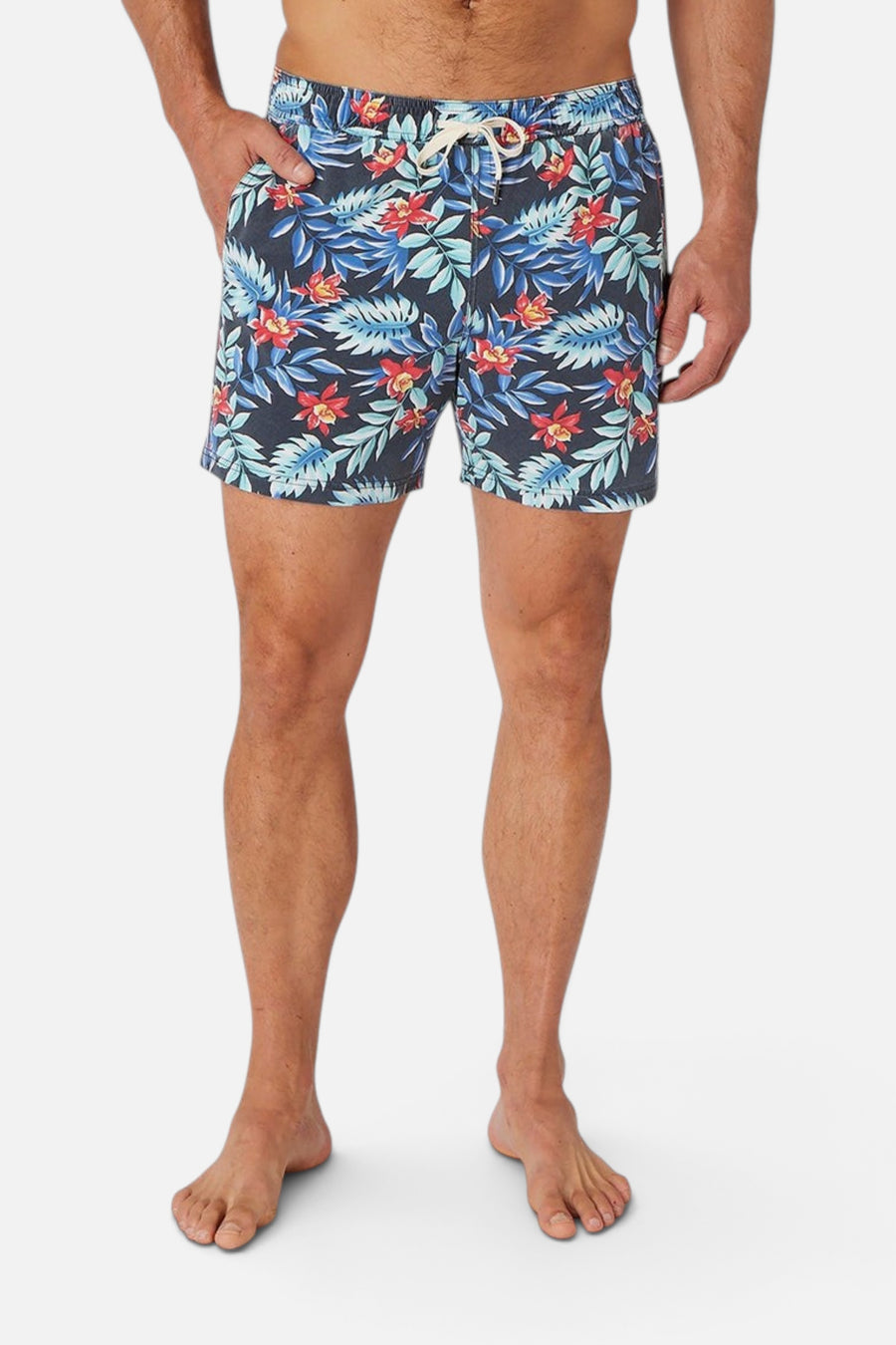 Fair Harbor Bungalow Swim Trunks in Midnight Palms – back view