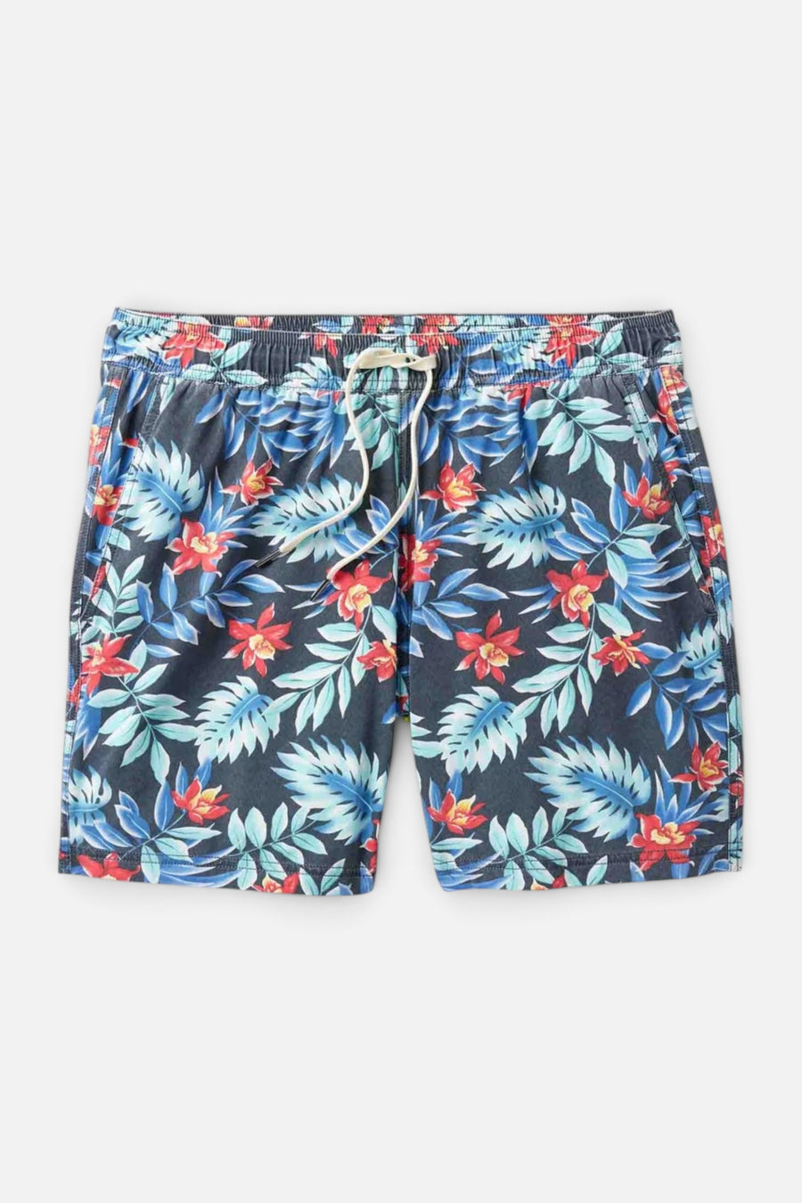 Fair Harbor Bungalow Swim Trunks in Midnight Palms – front view
