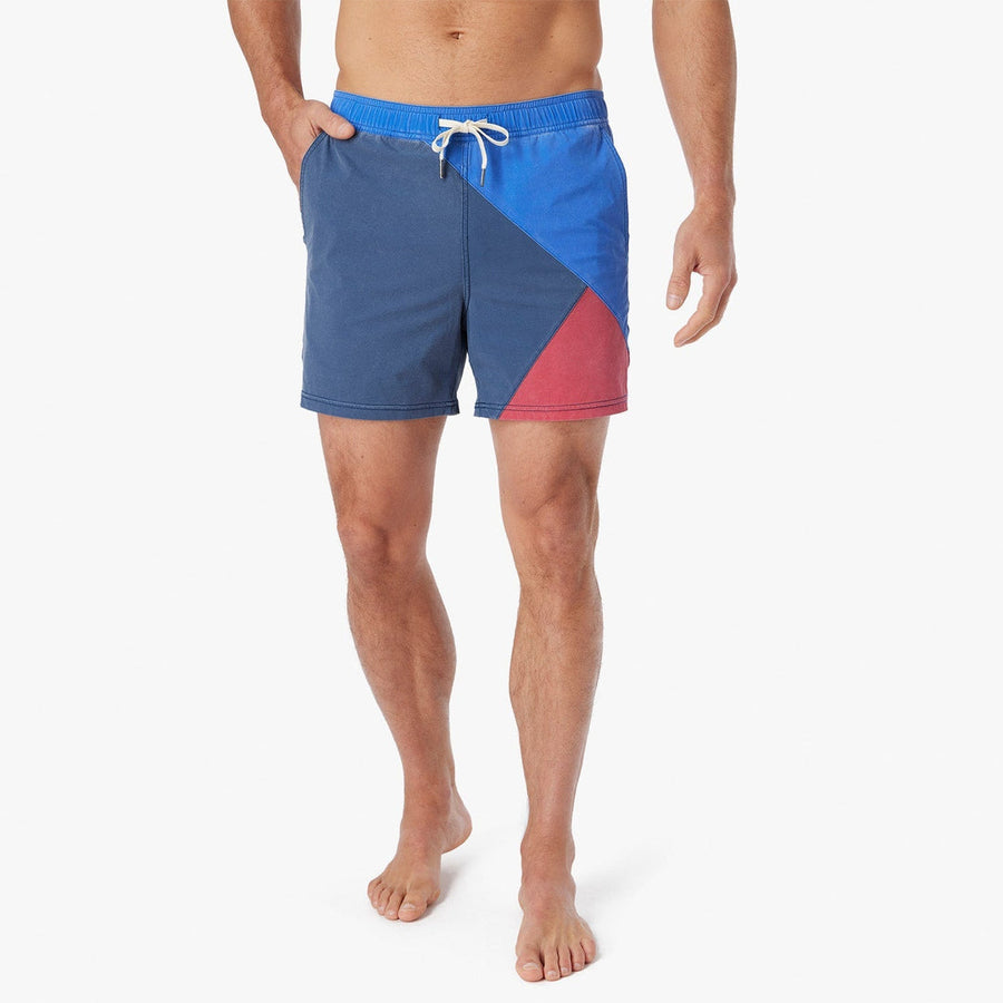 Fair Harbor Bungalow Swim Trunks in Navy Azul Block – back view