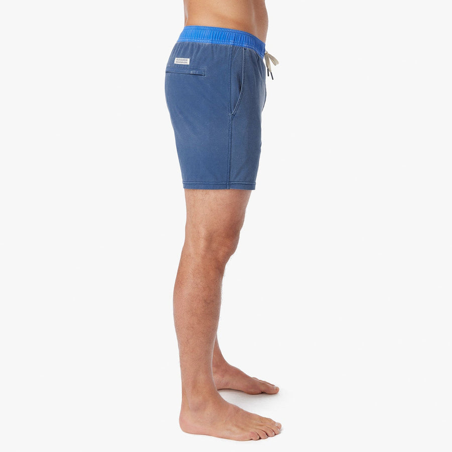 Fair Harbor Bungalow Swim Trunks in Navy Azul Block – detail