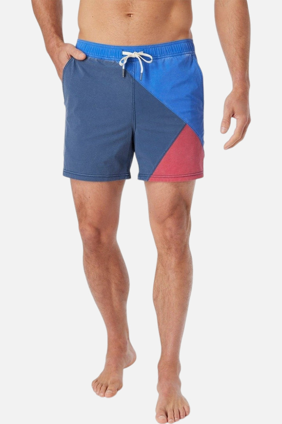 Fair Harbor Bungalow Swim Trunks in Navy Azul Block – side view