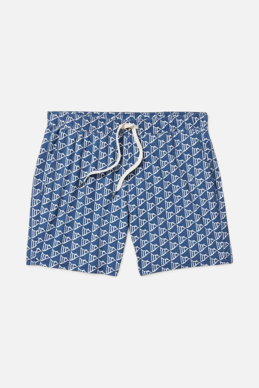 Fair Harbor Bungalow Swim Trunks in Navy Windy Flags – side view