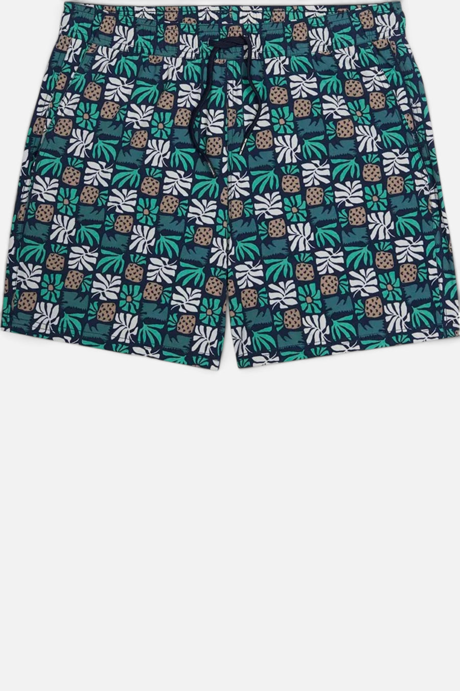 Fair Harbor Bungalow Trunk in Navy Palm Tiles – back view