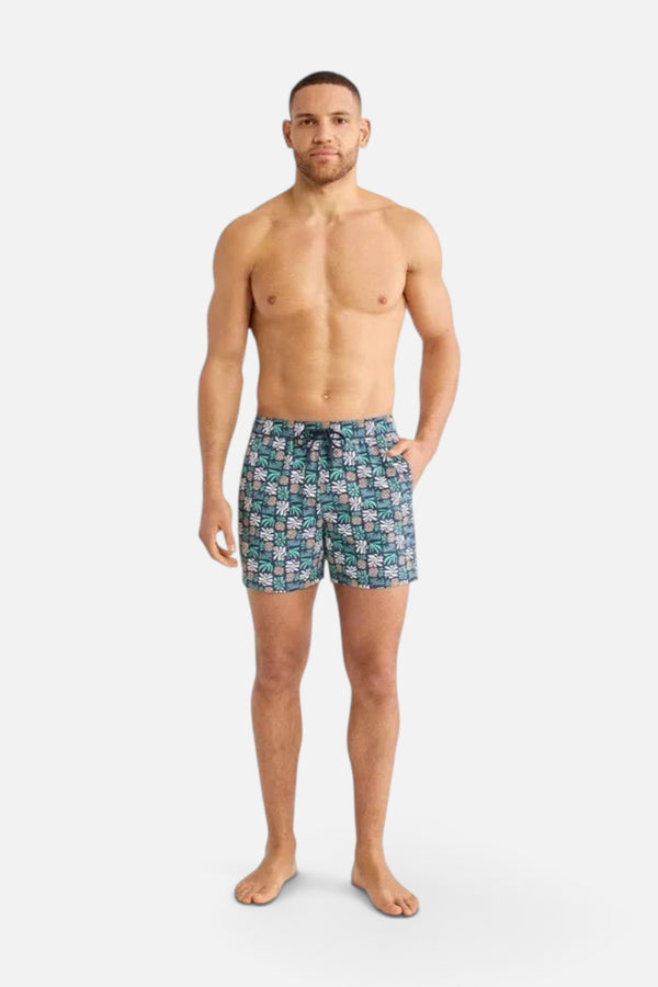 Fair Harbor Bungalow Trunk in Navy Palm Tiles