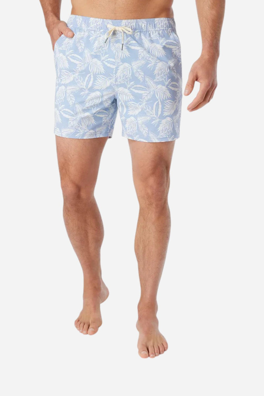 Fair Harbor Bungalow Trunk in Sky Blue Leaves – back view