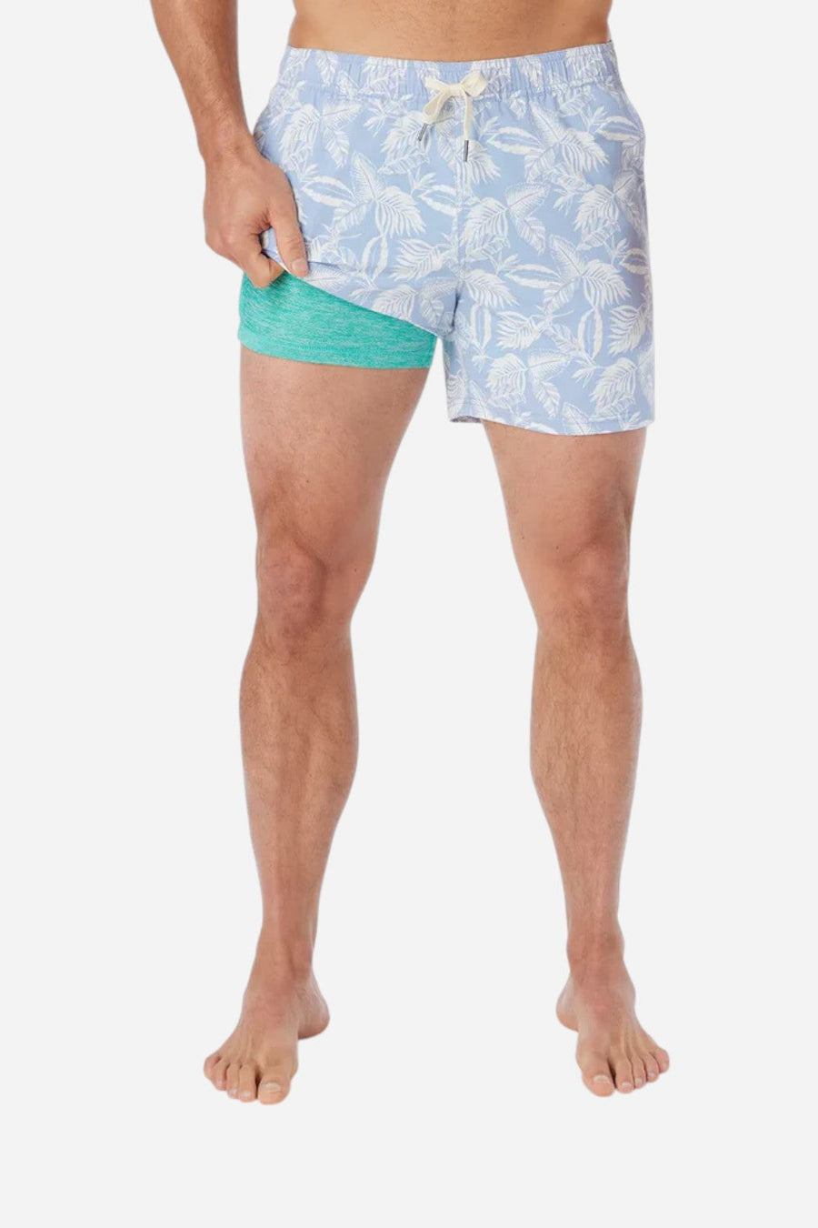 Fair Harbor Bungalow Trunk in Sky Blue Leaves – side view