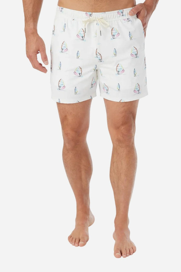 Fair Harbor Bungalow Trunk in White Windsurfer