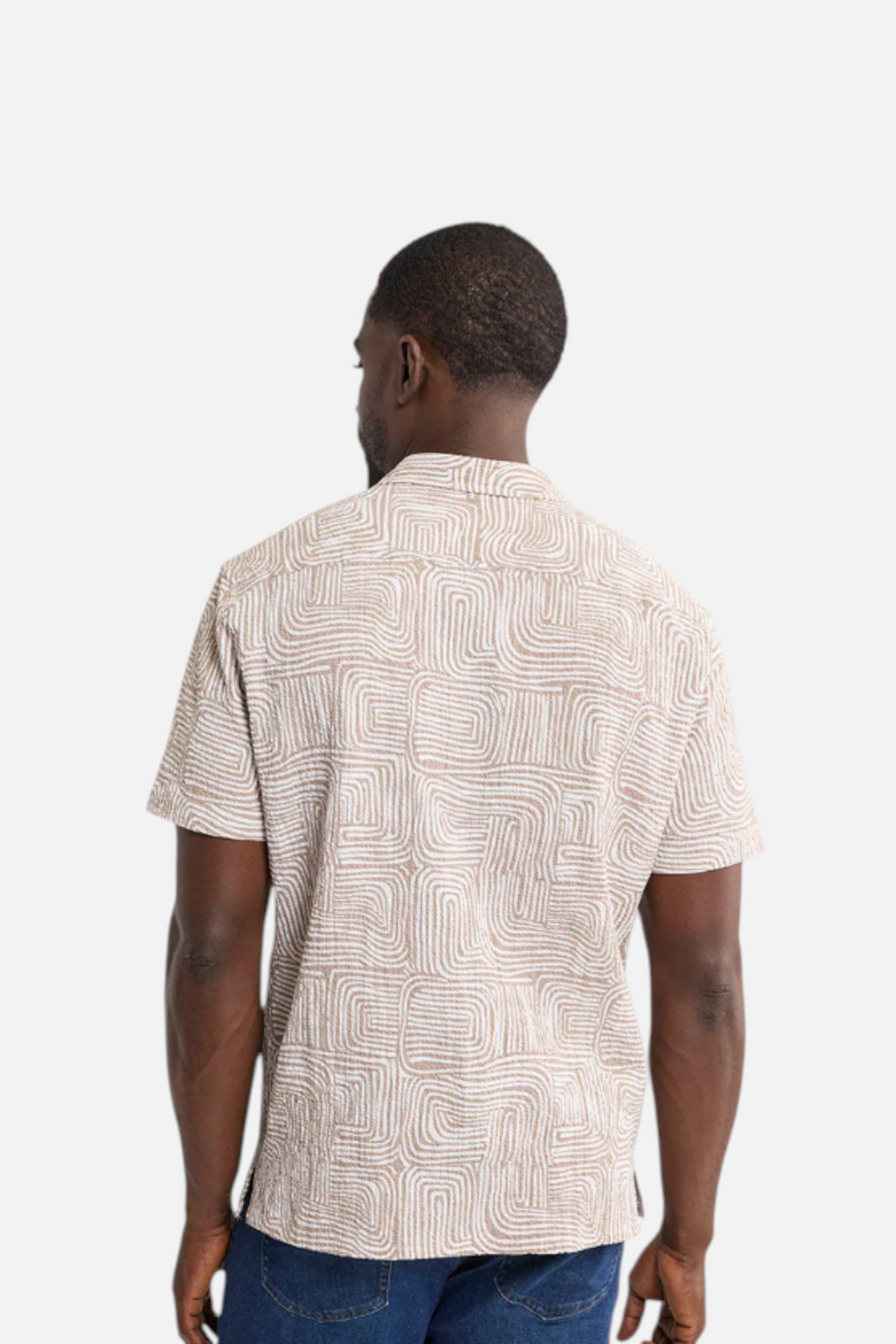 Fair Harbor Castaway Textured Camp Shirt in Wavy Sands – back view
