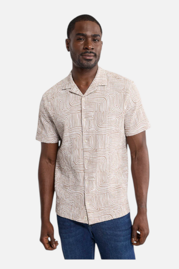 Fair Harbor Castaway Textured Camp Shirt in Wavy Sands