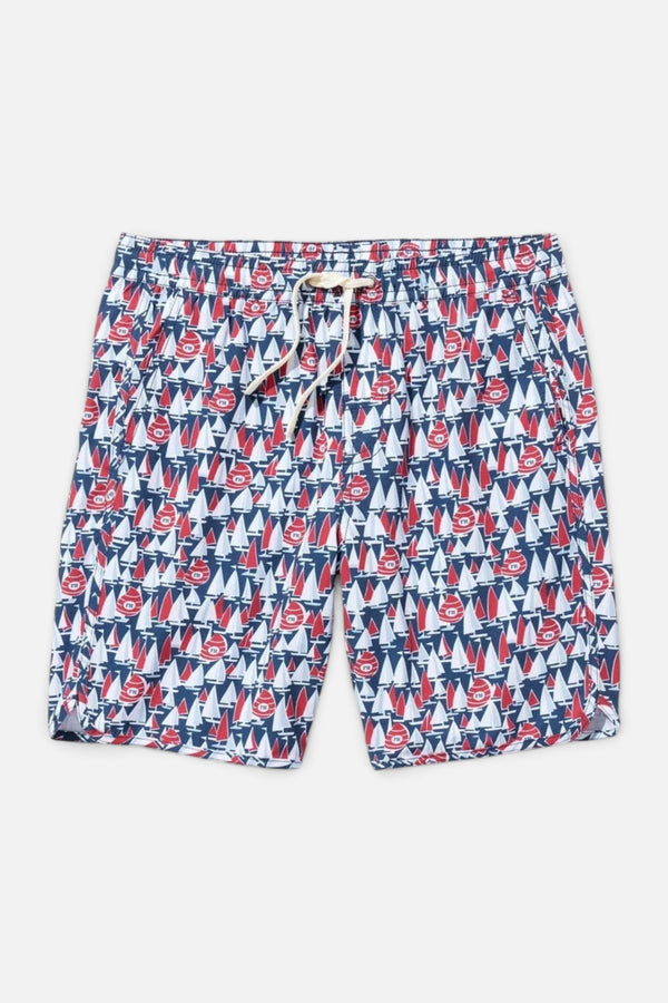 Fair Harbor Kids Anchor Short in Navy Sailboats