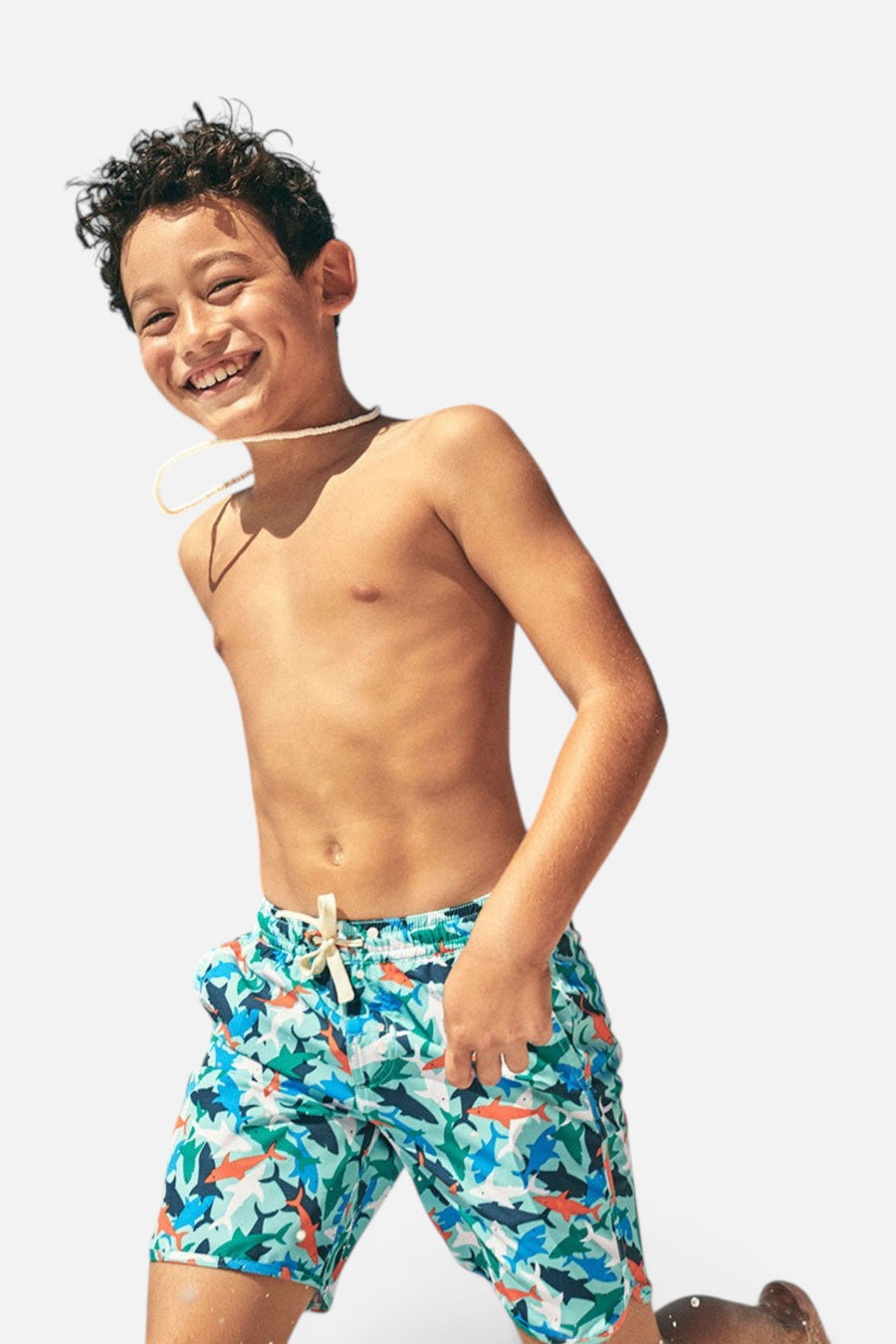 Fair Harbor Kids Anchor Short in Reef Sharks – side view