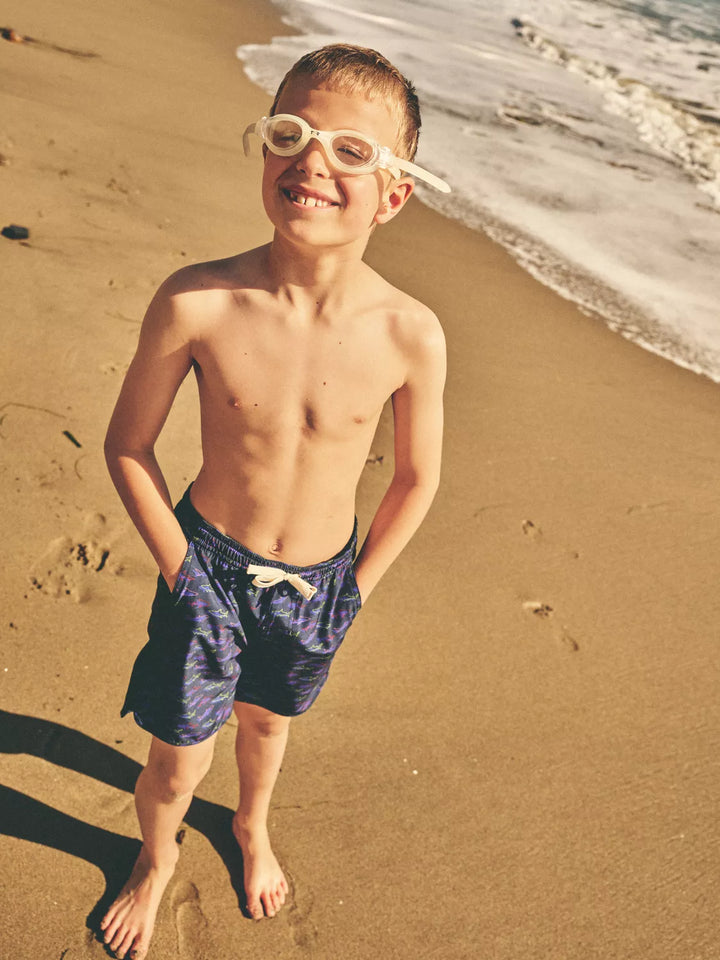 Fair Harbor Kids Anchor Trunk in Navy Neon Sharks – back view