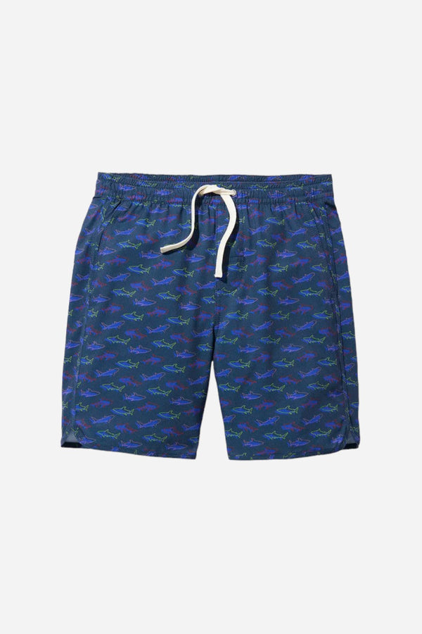Fair Harbor Kids Anchor Trunk in Navy Neon Sharks