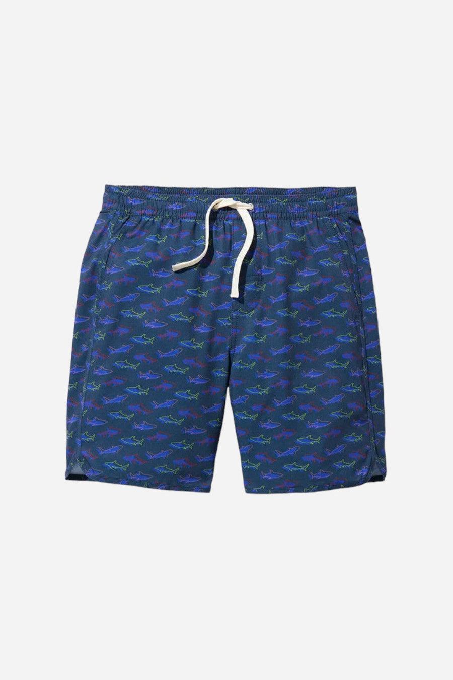 Fair Harbor Kids Anchor Trunk in Navy Neon Sharks – front view