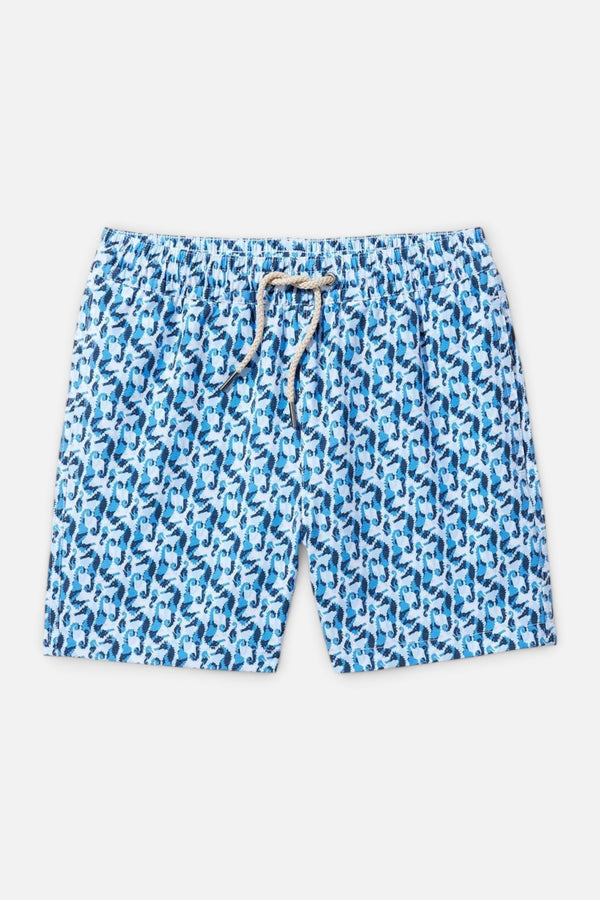 Fair Harbor Kids Bayberry Swim Trunks in Wave Blue Seahorse