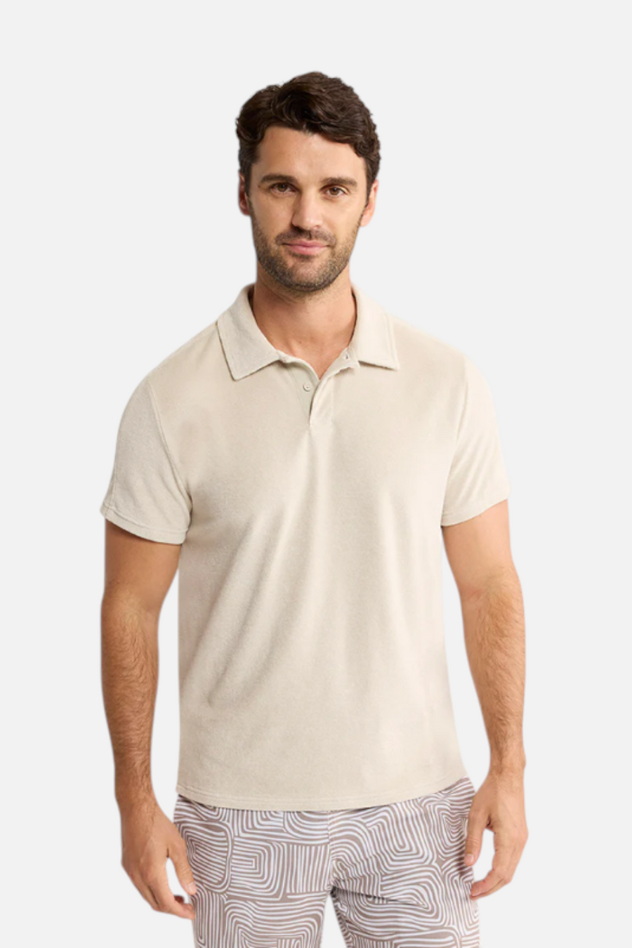 Fair Harbor Ravello Terry Polo in Sand – front view