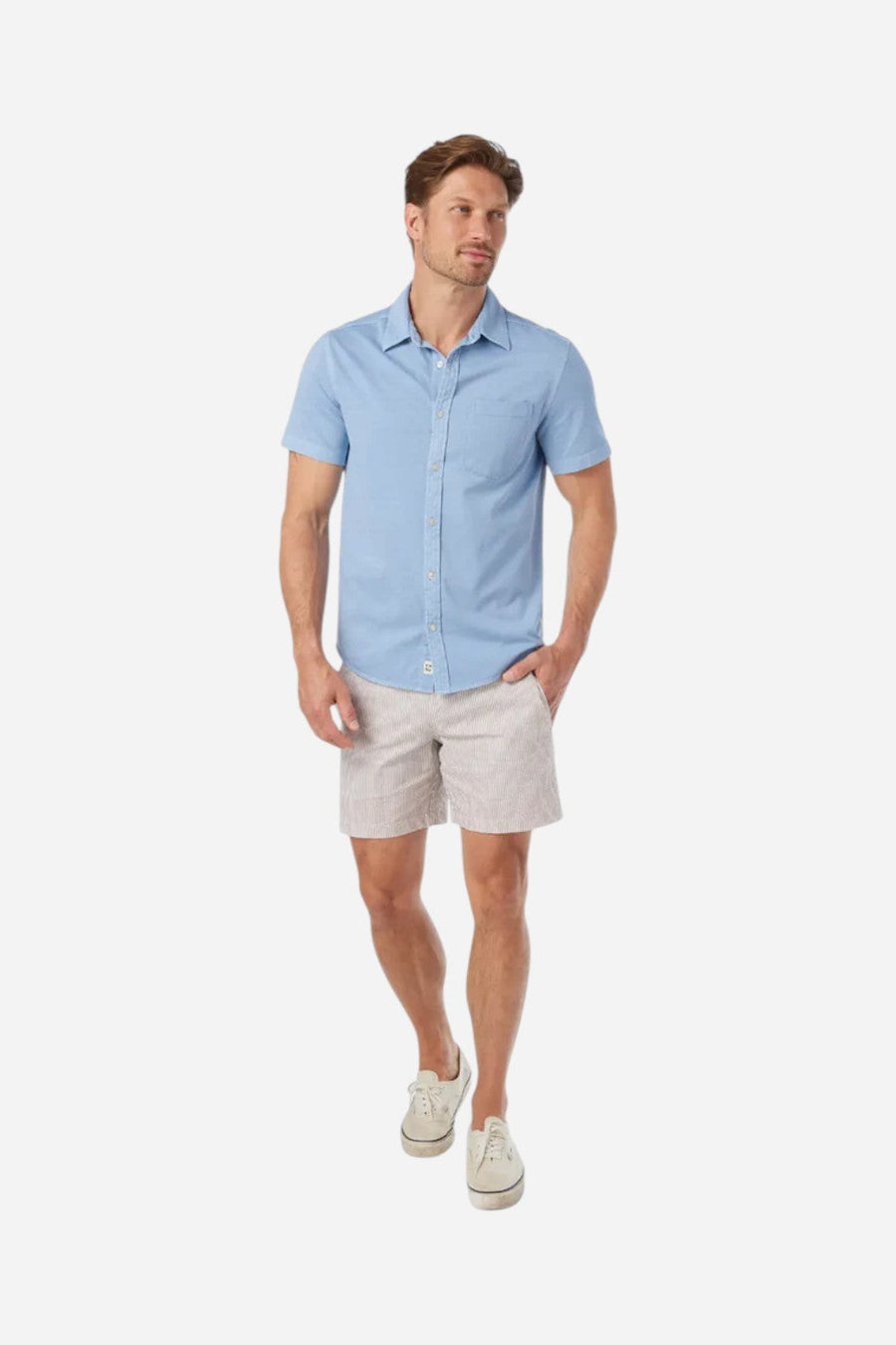Fair Harbor Saltaire Shirt in Light Blue – flat lay