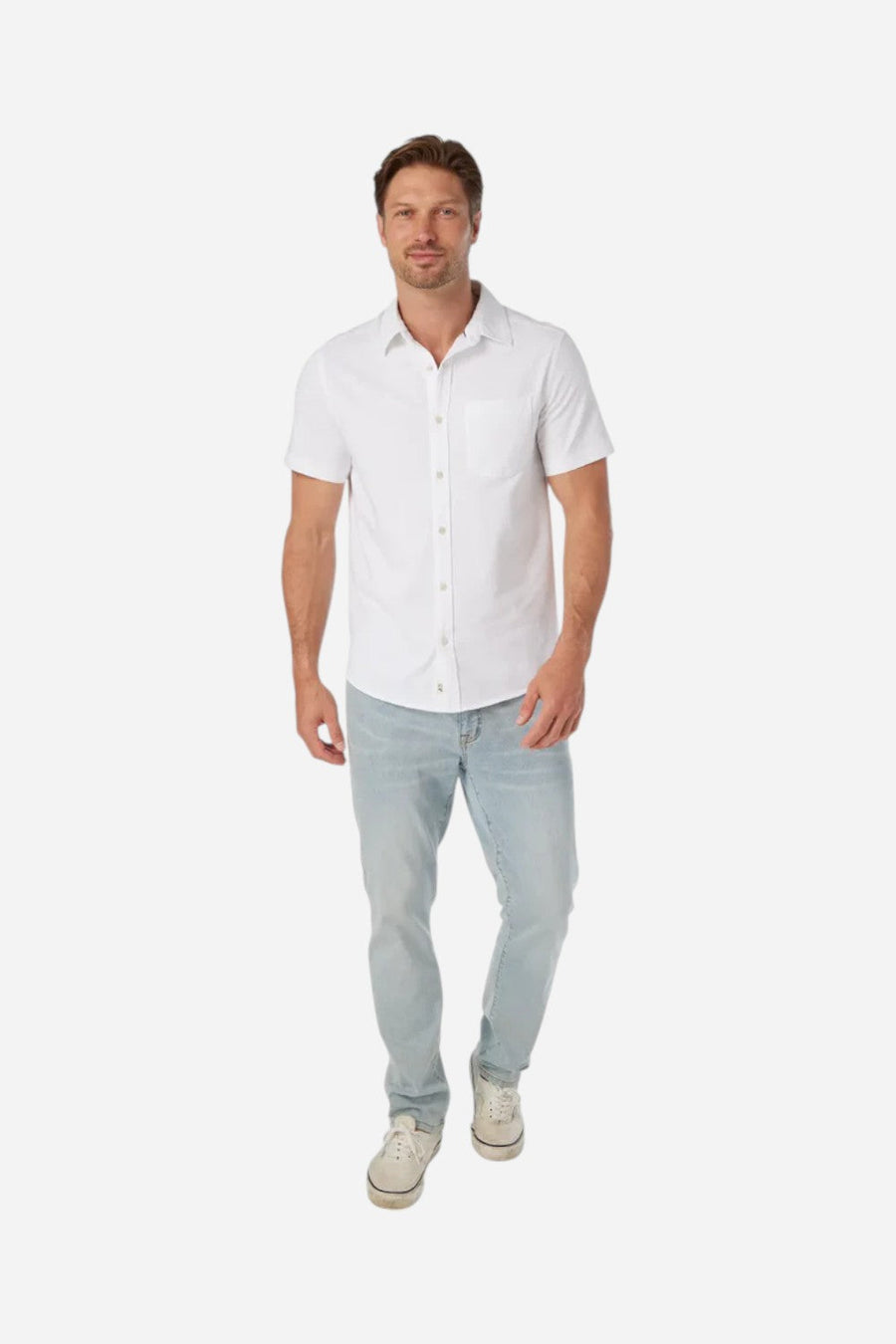 Fair Harbor Saltaire Shirt in White – flat lay