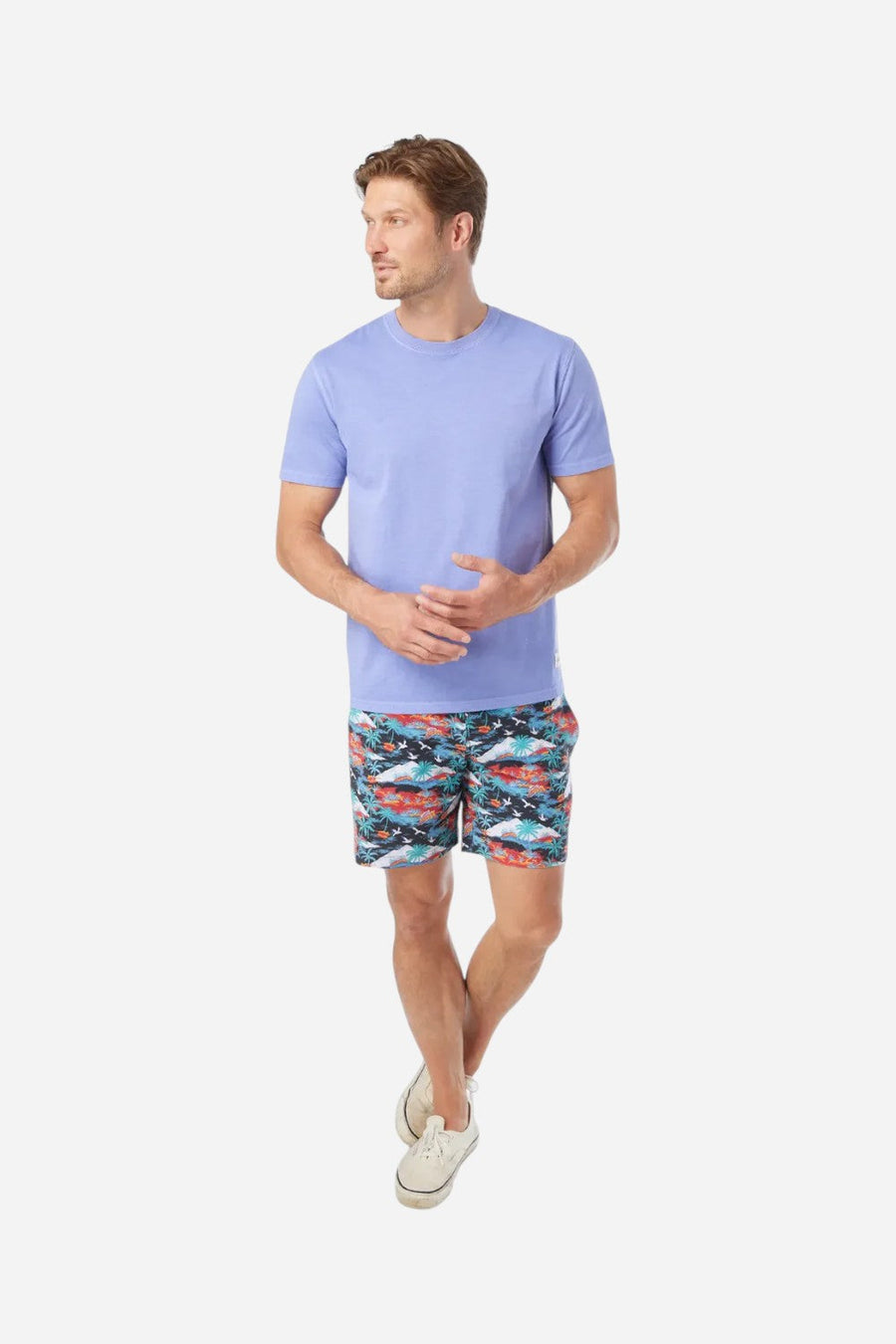 Fair Harbor Saltaire Tee in Dusk – flat lay
