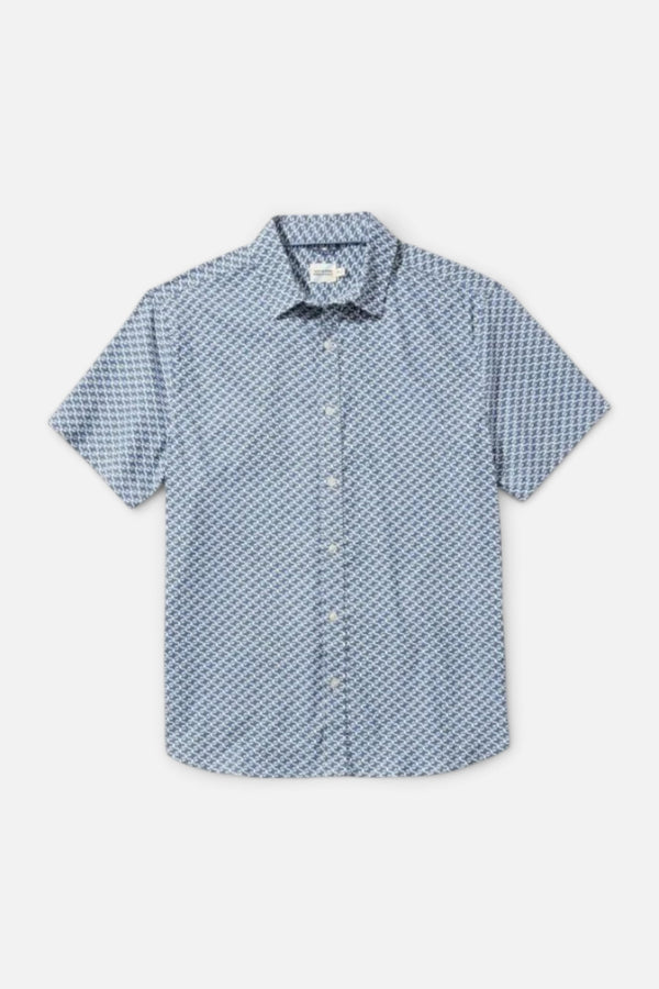 Fair Harbor Short-Sleeve Windward Shirt in Navy Geo