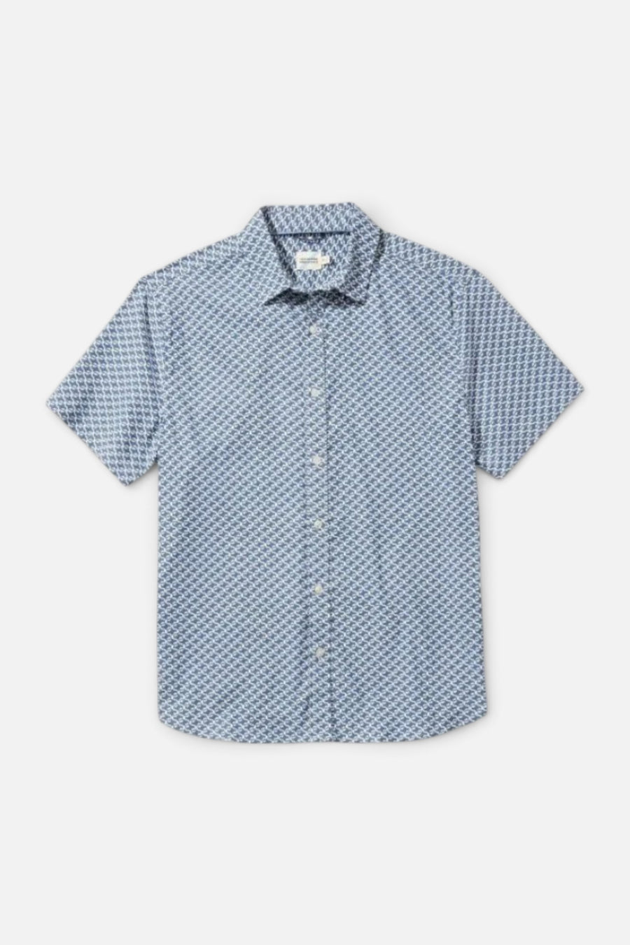 Fair Harbor Short-Sleeve Windward Shirt in Navy Geo – front view
