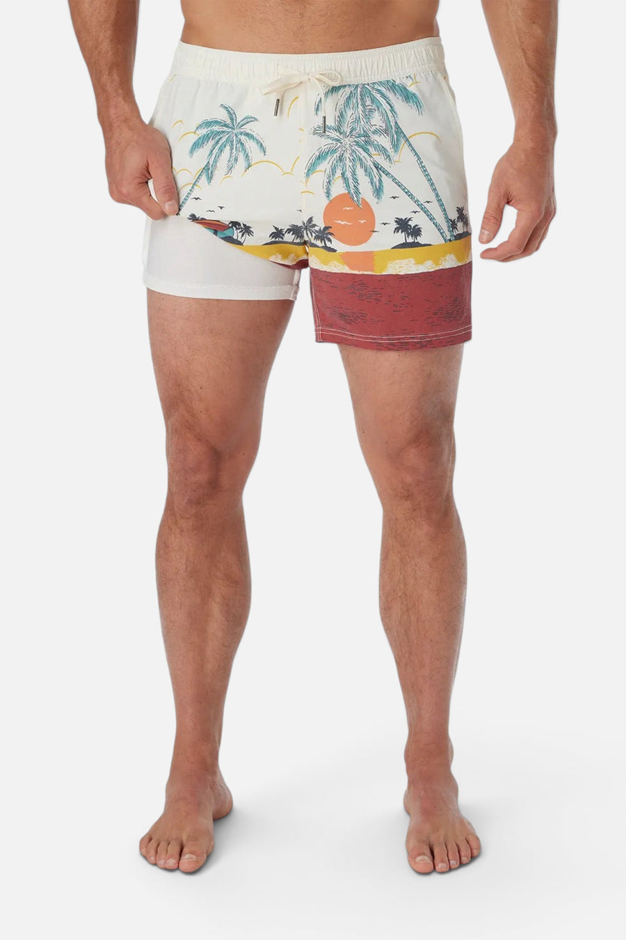 Fair Harbor The Bungalow Swim Trunk in Beach Sunset – back view