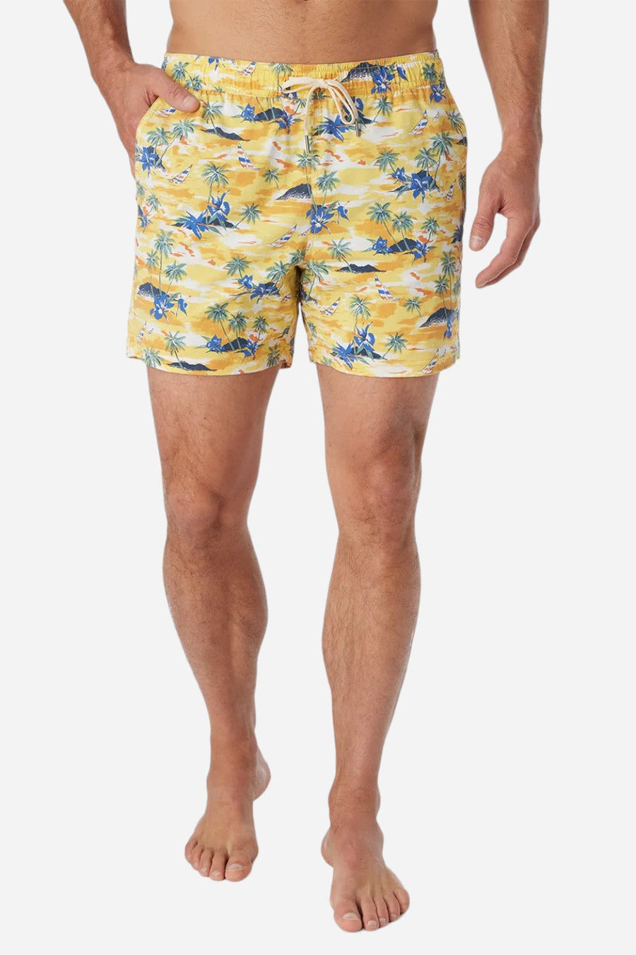 Fair Harbor The Bungalow Swim Trunk in Birds of Paradise Windsail – front view