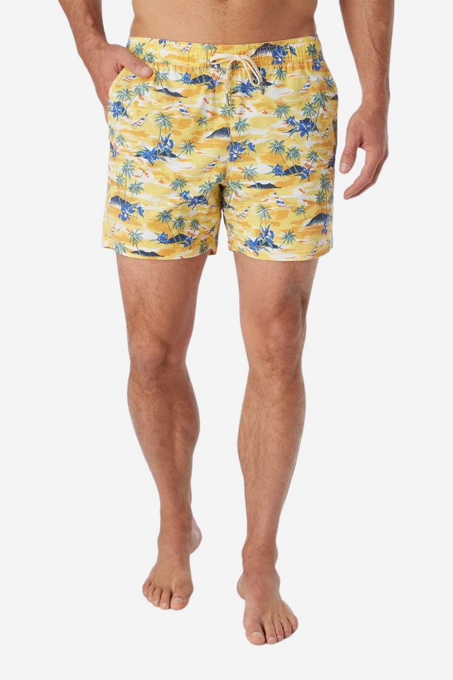 Fair Harbor The Bungalow Swim Trunk in Birds of Paradise Windsail – side view