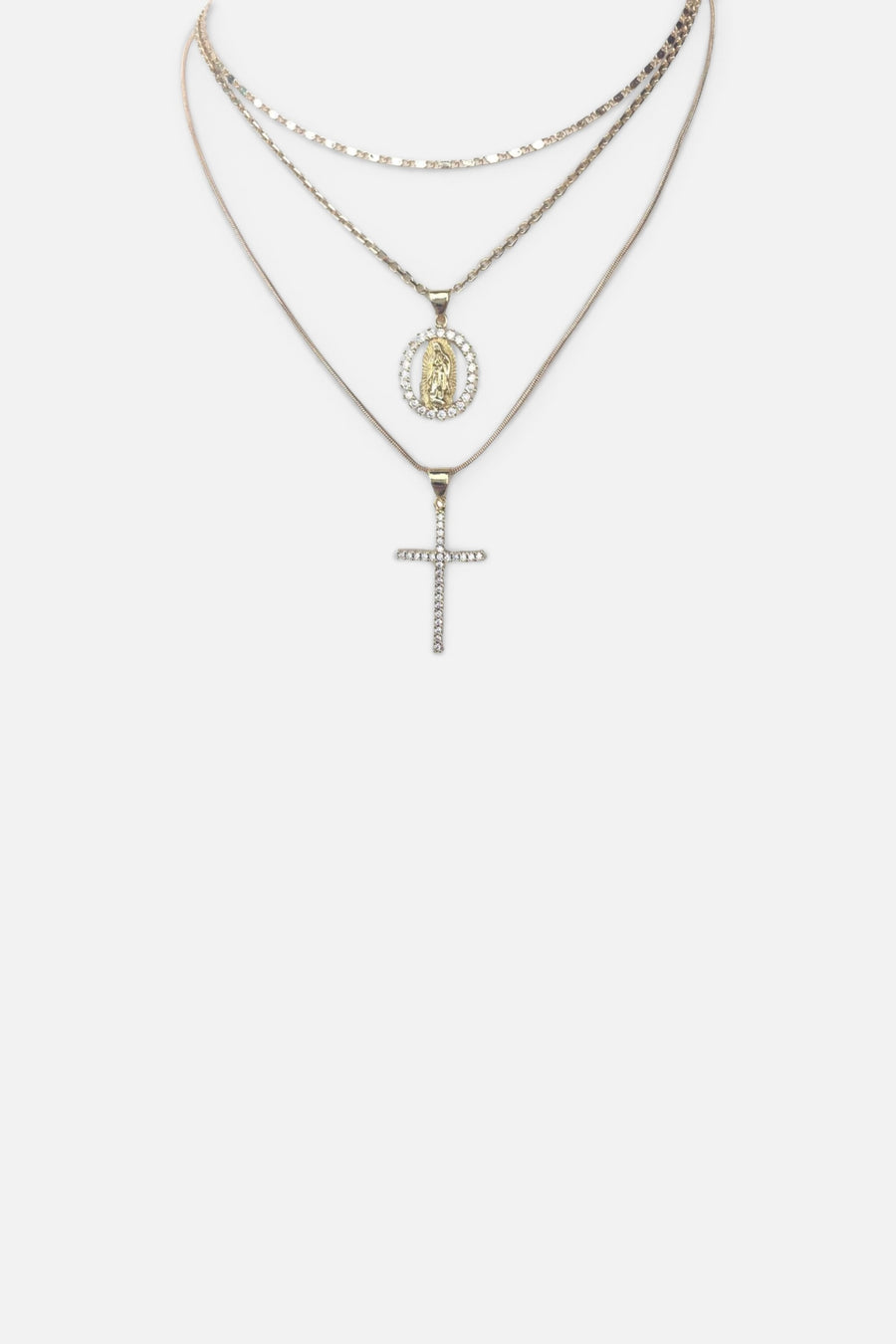 Farrah B 3 Layer Seeker Necklace Religious – front view