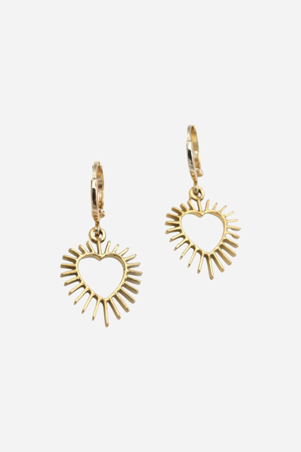 Farrah B Ablaze Heart Huggies Earrings in Gold
