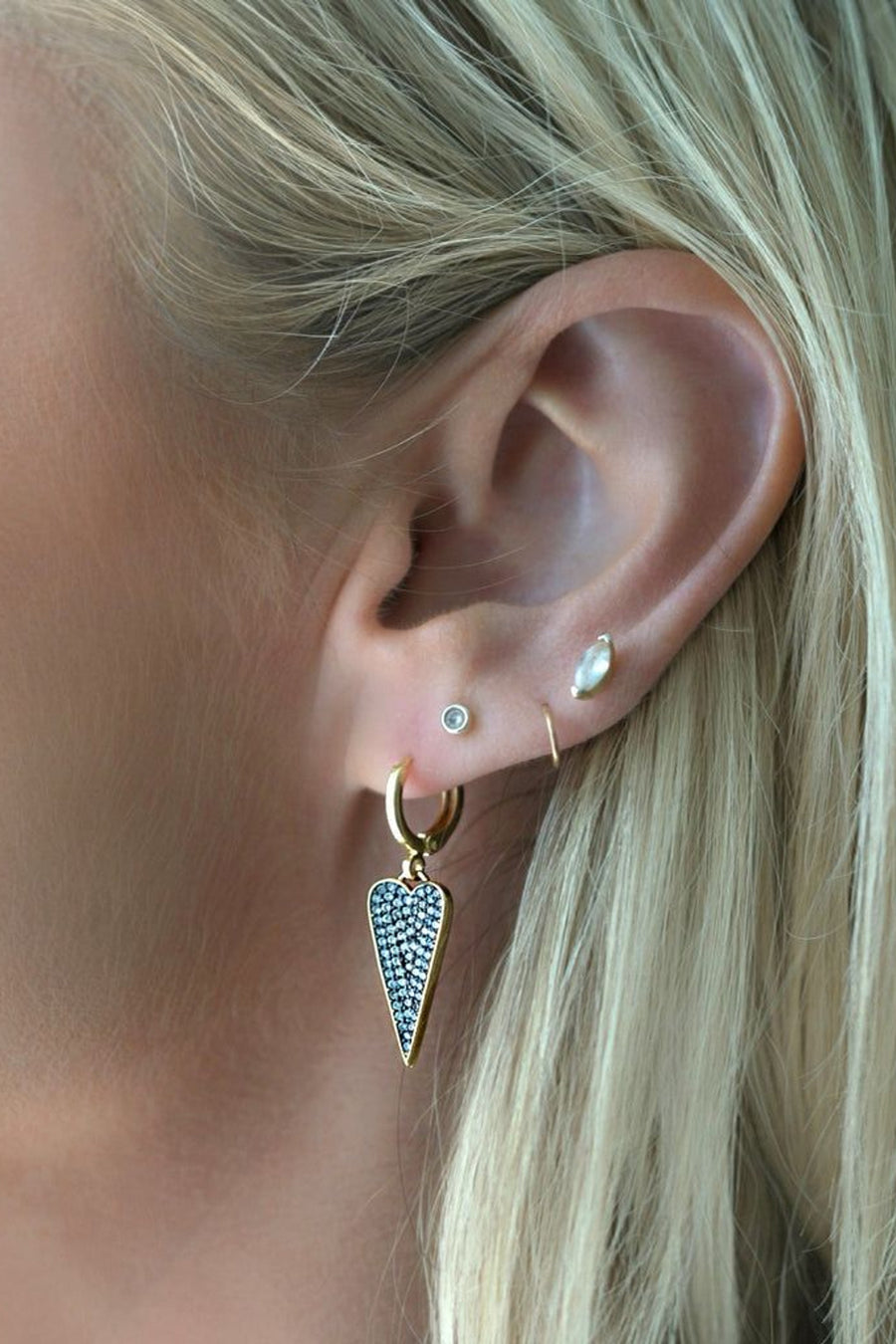 Farrah B Addicted To Love Earrings in Gold – back view