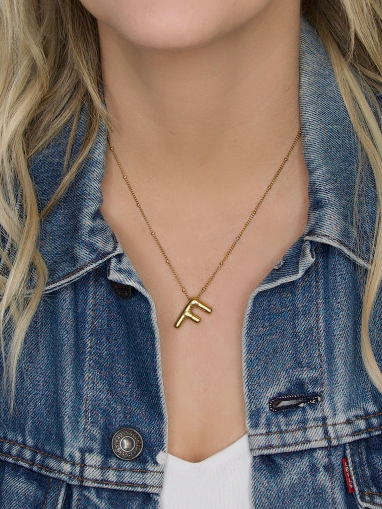 Farrah B Airhead Bubble Initial Necklace - Letter A – back view