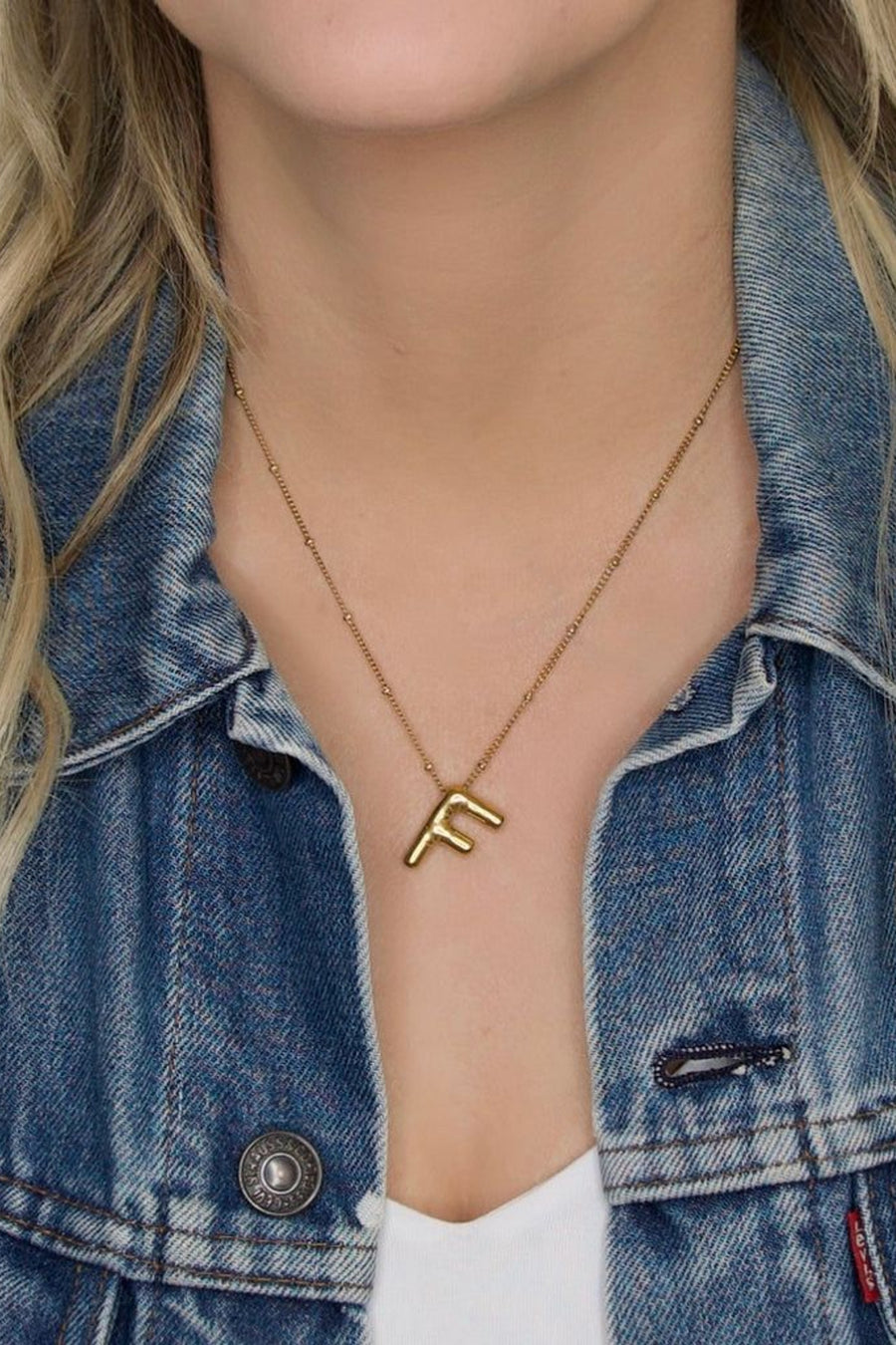 Farrah B Airhead Bubble Initial Necklace - Letter L – back view