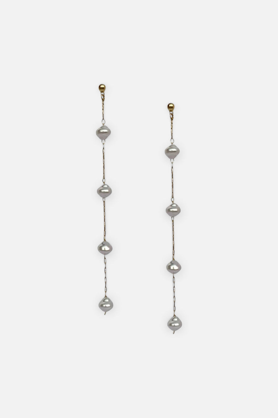 Farrah B Aura Pearl Drop Earrings in Gold – front view