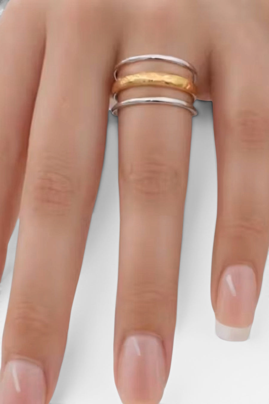 Farrah B Band Mates Ring in Mix Metal – back view