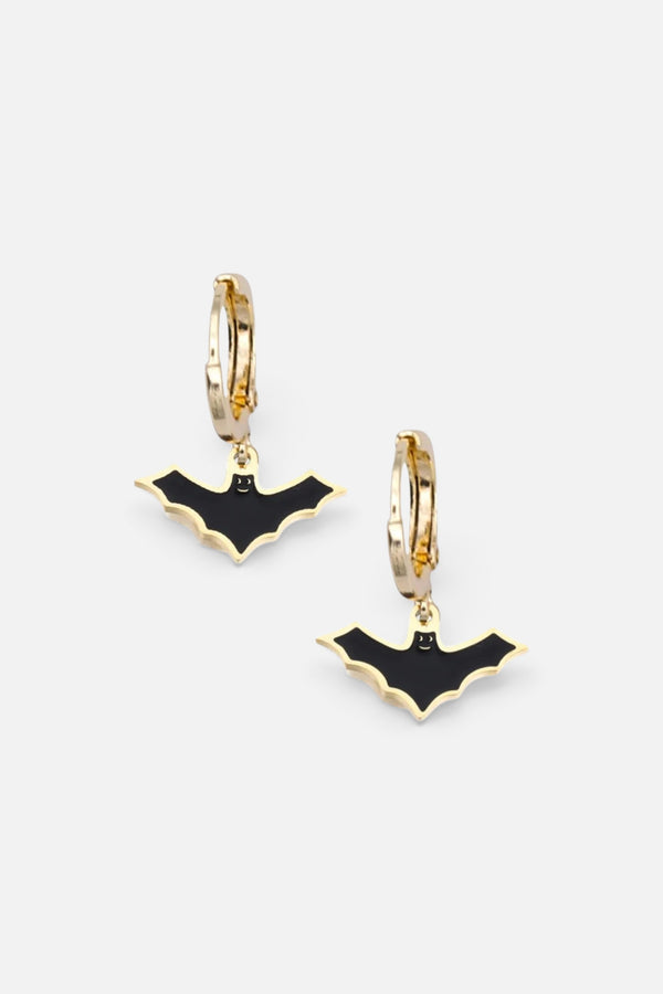 Farrah B Bat Huggies Earrings in Black