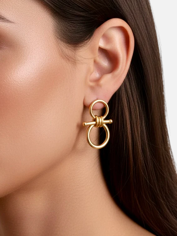 Farrah B Bit Obsessed Earrings in Gold – back view