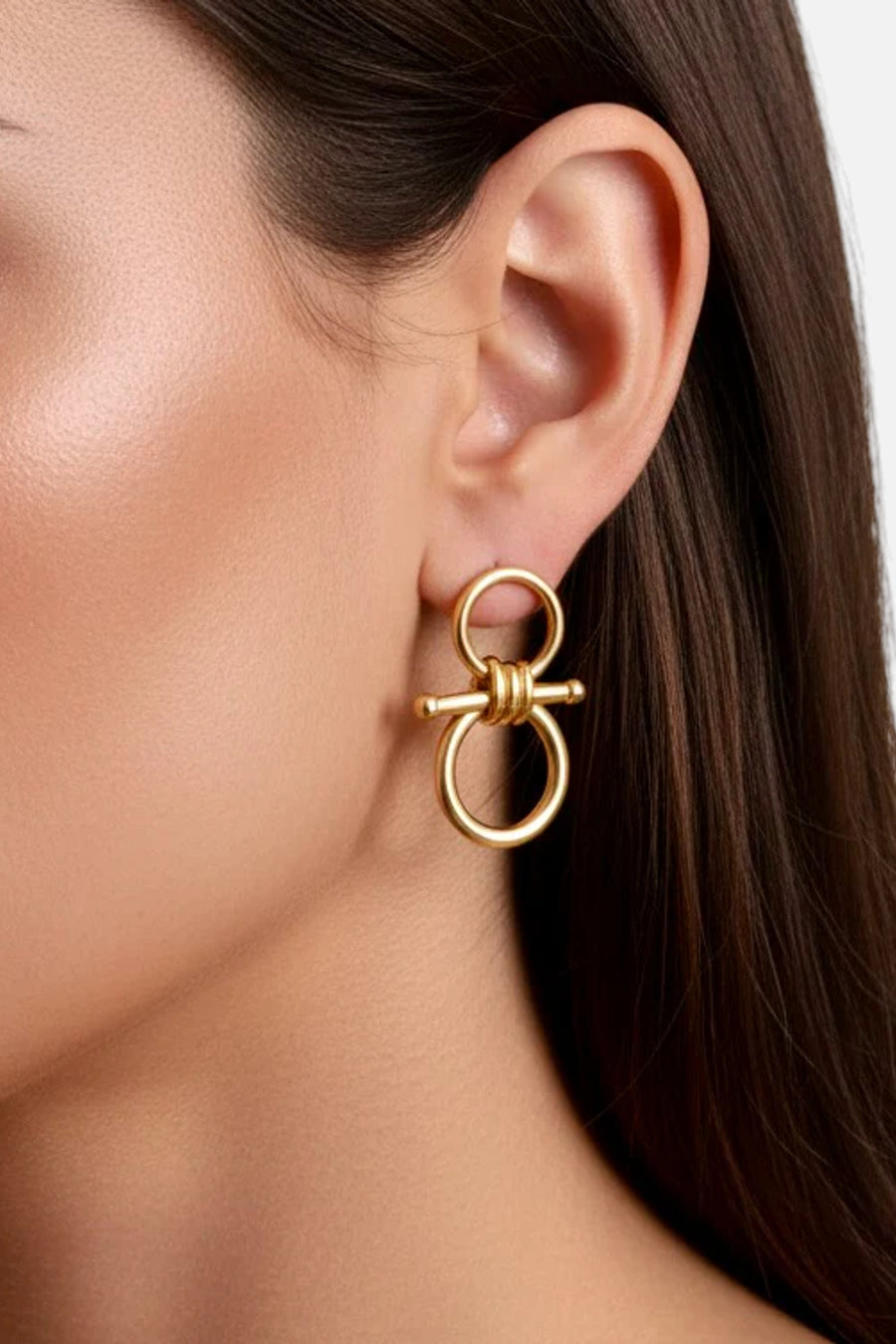Farrah B Bit Obsessed Earrings in Gold – back view