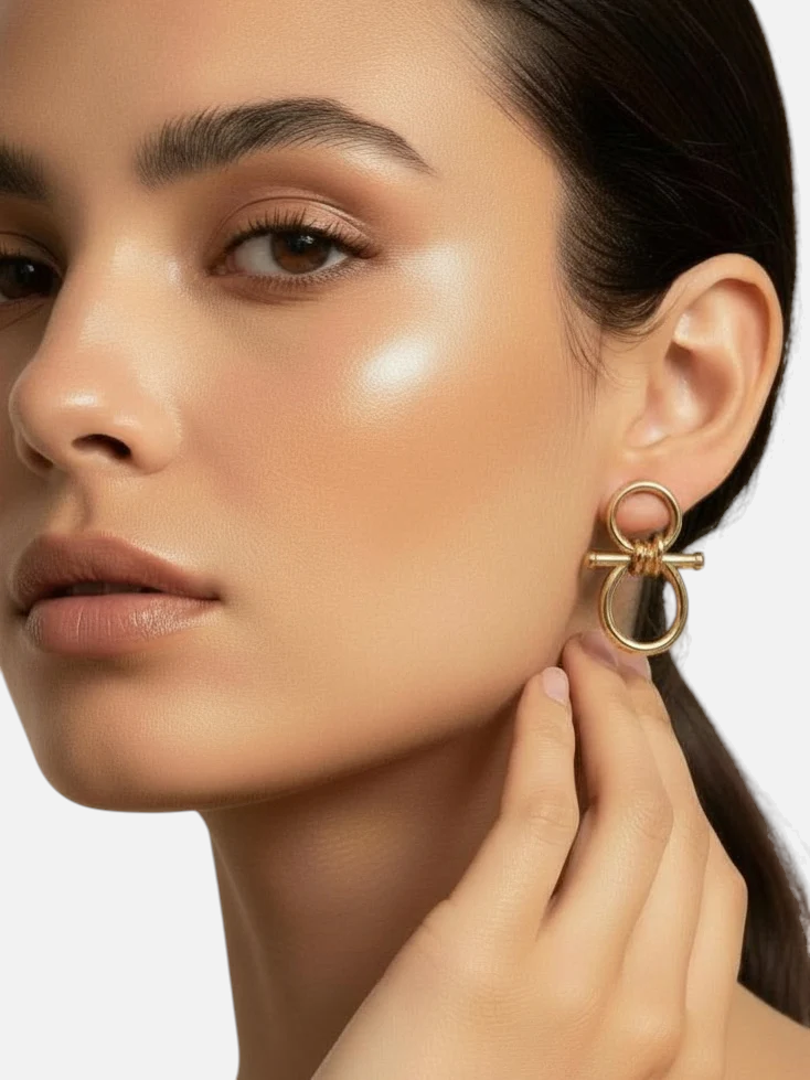 Farrah B Bit Obsessed Earrings in Gold – side view
