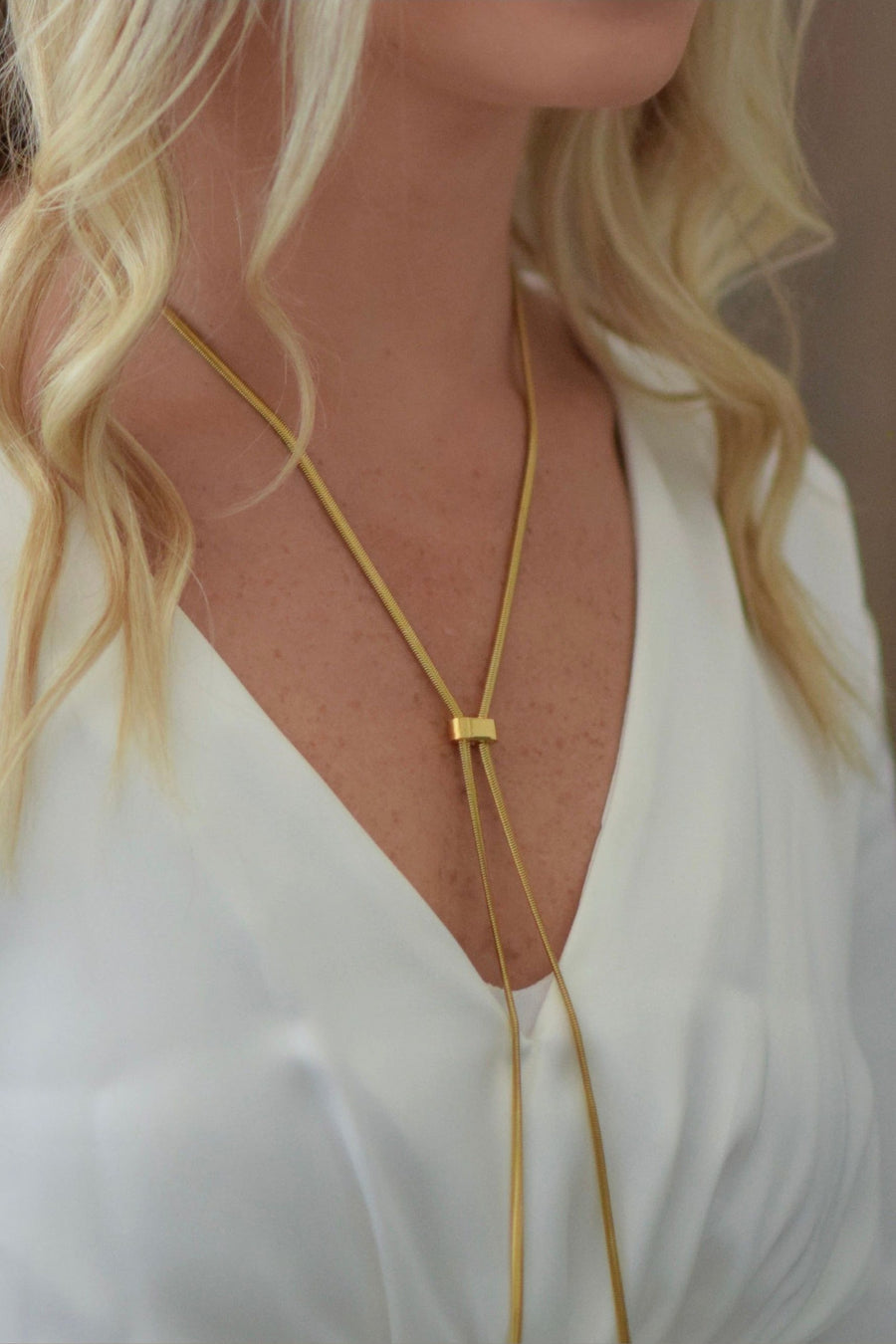 Farrah B Celine Necklace in Gold – back view