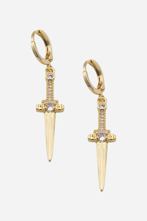 Farrah B Chivalry Sword Earrings in Gold