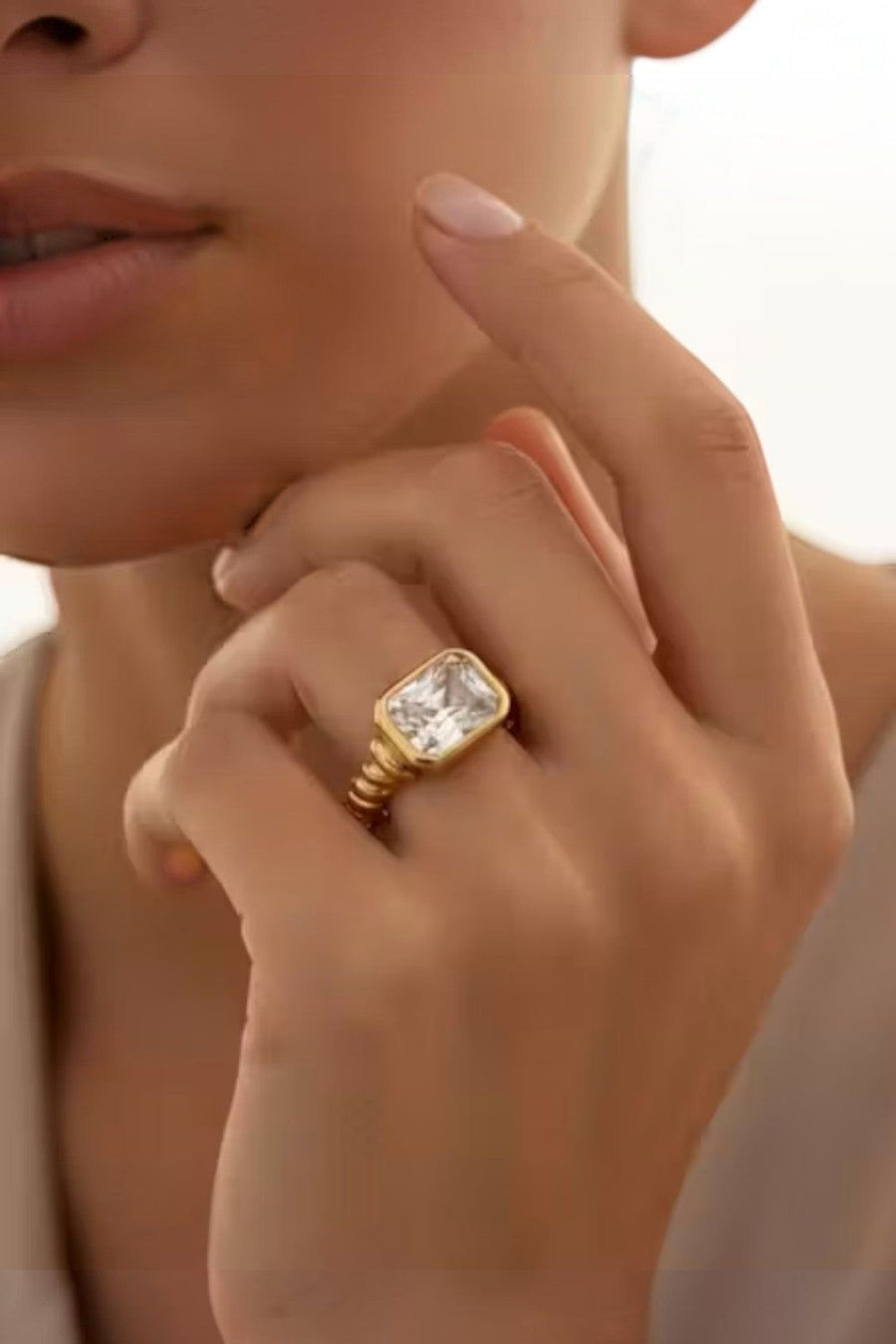Farrah B Clear Intent Ring in Gold – back view
